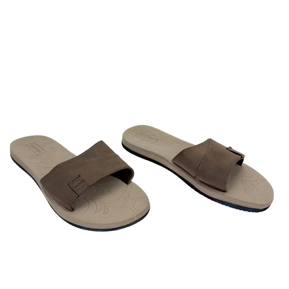 Rockin Brown Faux Suede Lightweight Padded Breathable Flip Flops Sz‎ 11 Comfort